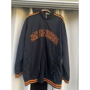 SF San Francisco Giants Jacket Mens 2XL Black Orange Track Full Zip Adult